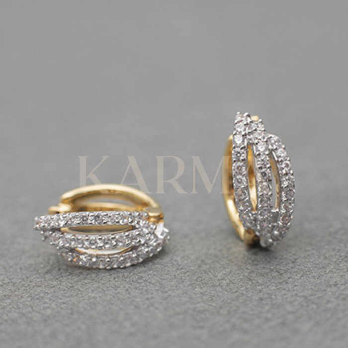 Gold Plated Sterling Silver Earring With 1.5 MM Natural Diamond